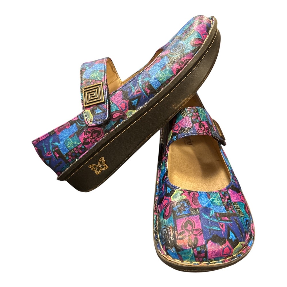 Alegria Paloma Mary Jane Women 42 Multi Color Leather Clog Mosaic Buckle